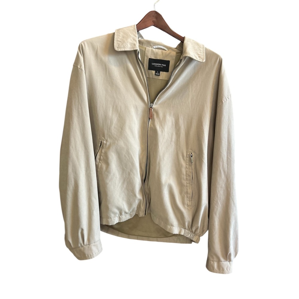 London Fog Collection Khaki Full Zip Harrington Jacket Men's Size Large‎